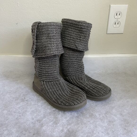 UGG Australia Classic Cardy Tall Sweater Knit Boot Comfort Casual Gray Women 7 - Picture 8 of 8